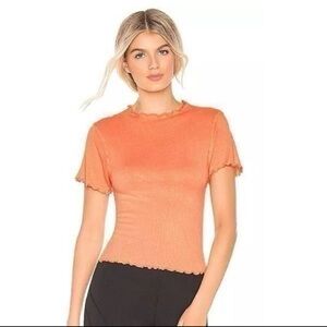 Free People Movement Women’s Madeline Funnel Baby Tee Lettuce Hem Size M/L